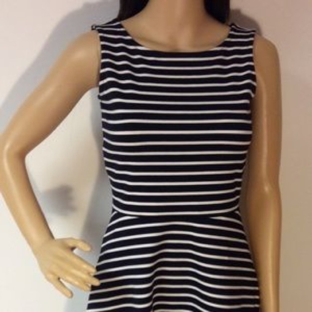TALBOTS NAVY AND WHITE STRIPED DRESS - Picture 2 of 4